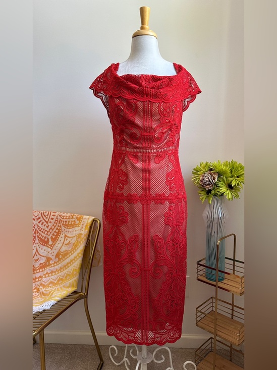 Stylestalker Dresses & Skirts - STYLESTALKER Red Lace Overlay Dress